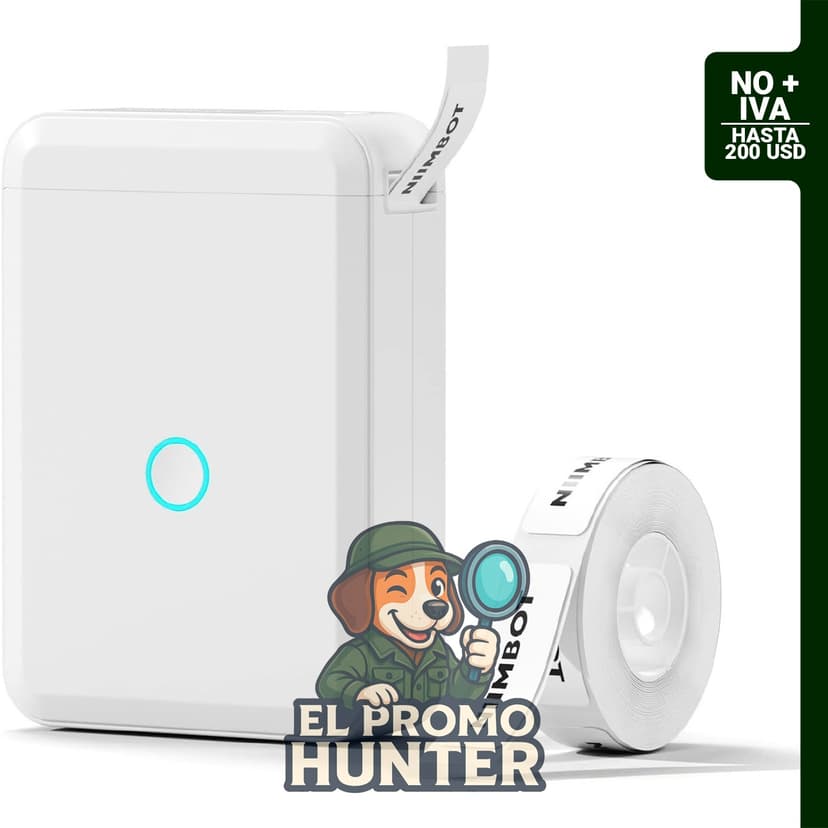 NIIMBOT D110, máquina etiquetadora con conexión Bluetooth y múltiples plantillas para impresión de etiquetas.