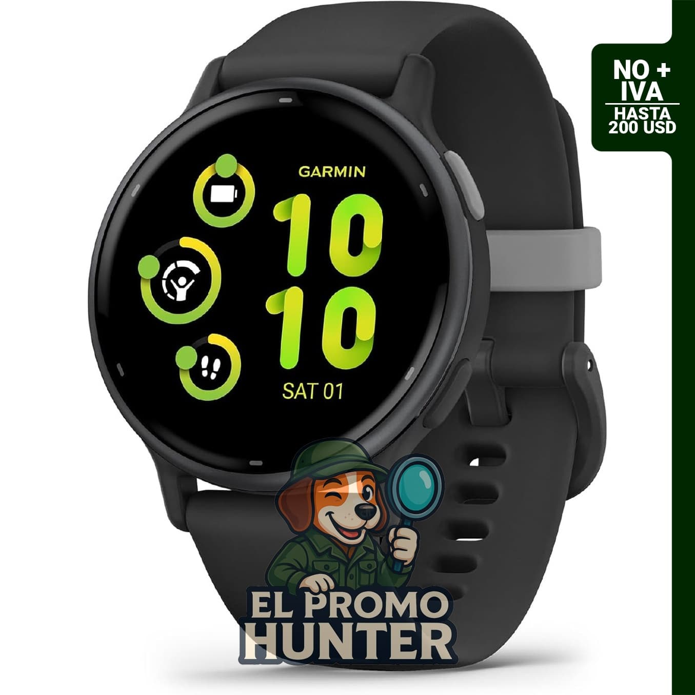 Garmin Vívoactive 5, reloj inteligente GPS con pantalla AMOLED, bisel de aluminio y correa de silicona.