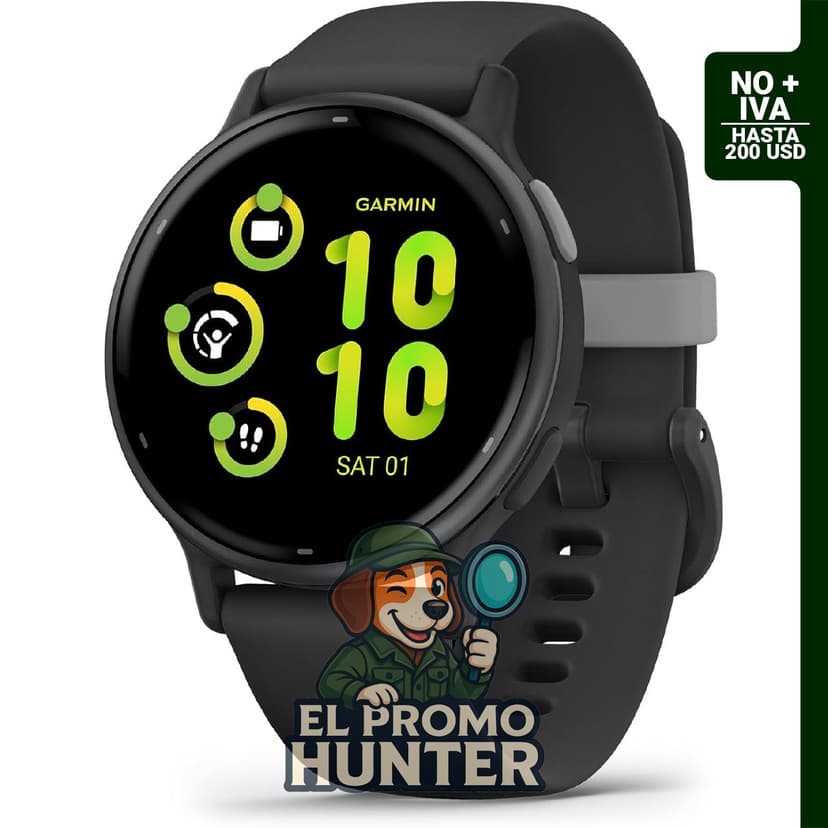 Garmin Vívoactive 5, reloj inteligente GPS con pantalla AMOLED, bisel de aluminio y correa de silicona.