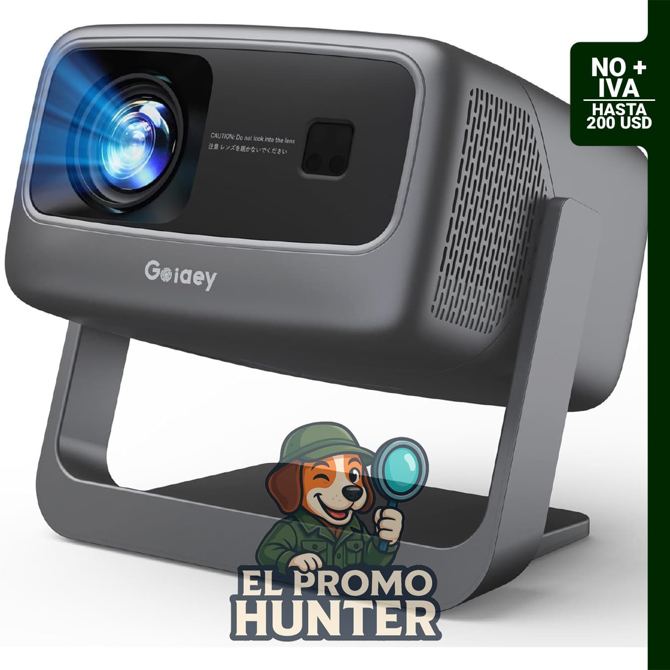 Proyector 4K GO2, 3500 ANSI, WiFi 6, Bluetooth, enfoque automático, audio de 65 W, soporte de 360°.