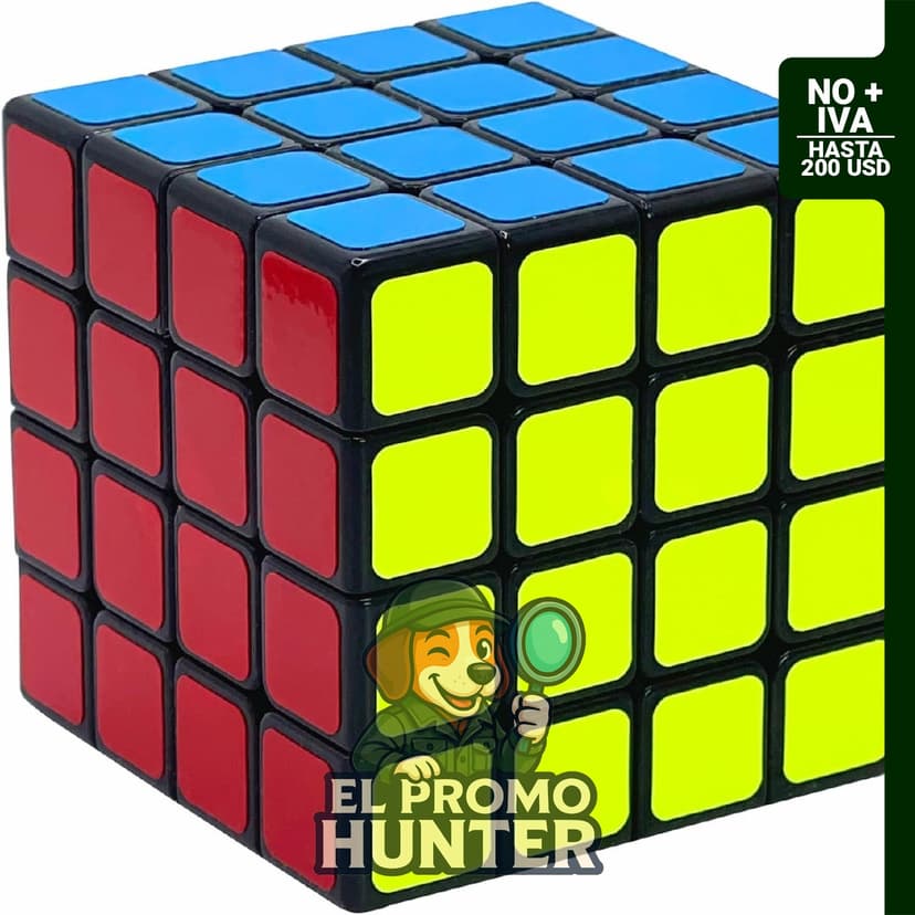 Puzzle cubeta Shengshou® 4 x 4 x 4 negro, 6 cm, tensión ajustable.