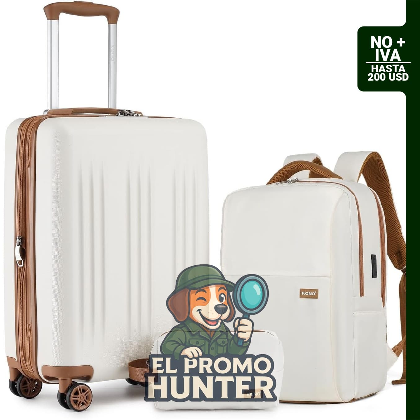 Kono juego de equipaje de 3 piezas, incluye maleta de mano expandible de 20" (50,8 cm) con cerradura TSA.