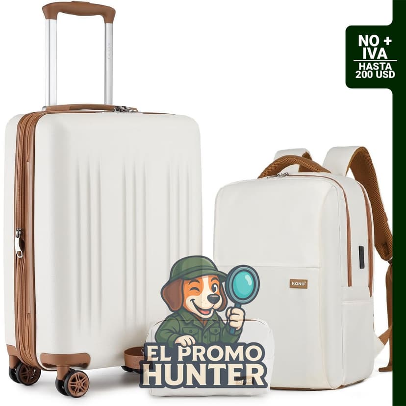 Kono juego de equipaje de 3 piezas, incluye maleta de mano expandible de 20" (50,8 cm) con cerradura TSA.