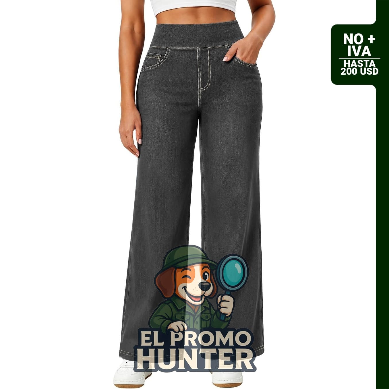 AVAMO Pantalones Vaqueros de Pierna Ancha para Mujer, elásticos, de tirante, cintura alta, con 4 bolsillos.