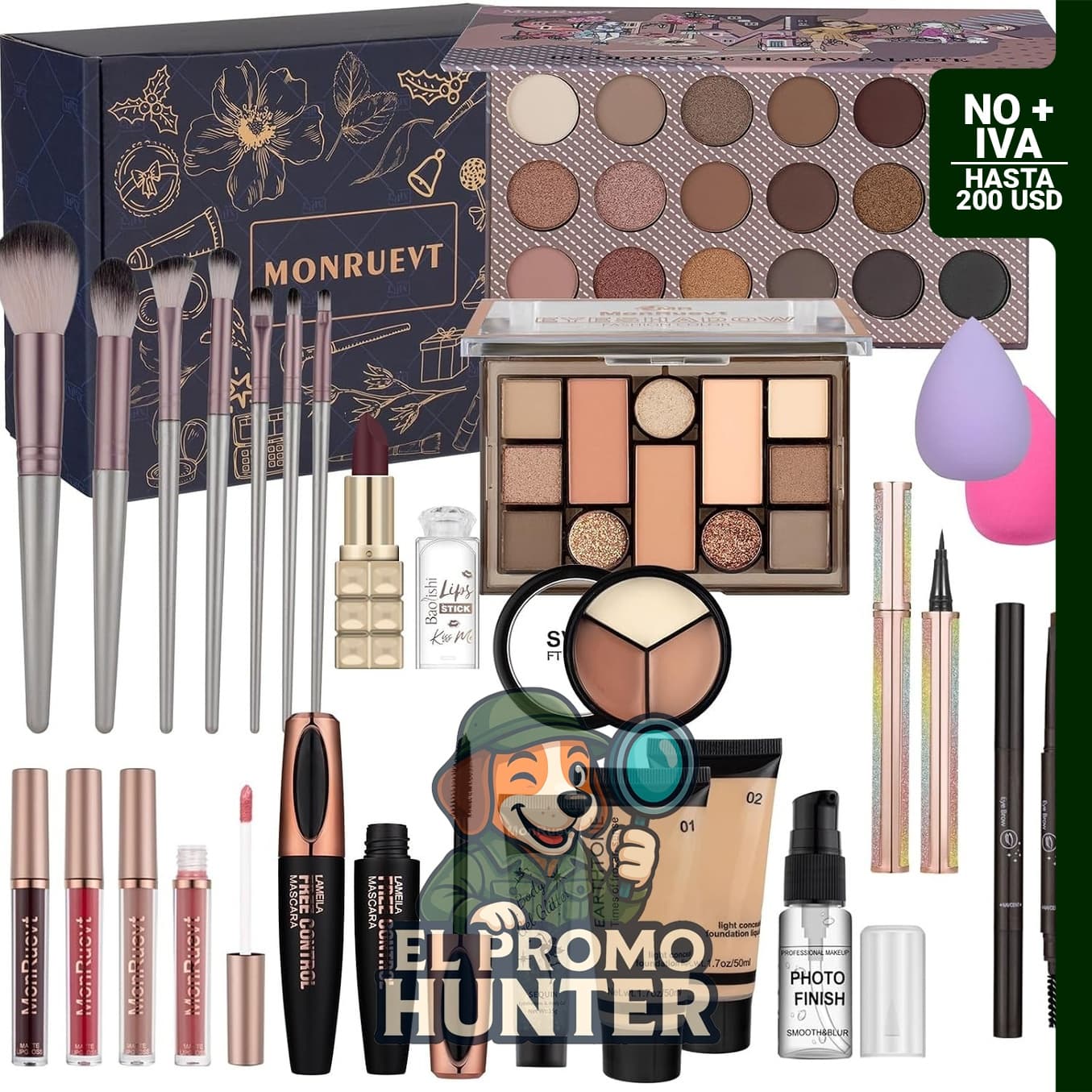 Kit de Maquillaje Completo ATRYWYVU con sombras, base y corrector.