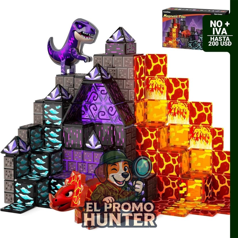 GobiDex Juguetes de Dinosaurio Fichas Magnéticas, set de bloques de construcción magnéticos para niños.