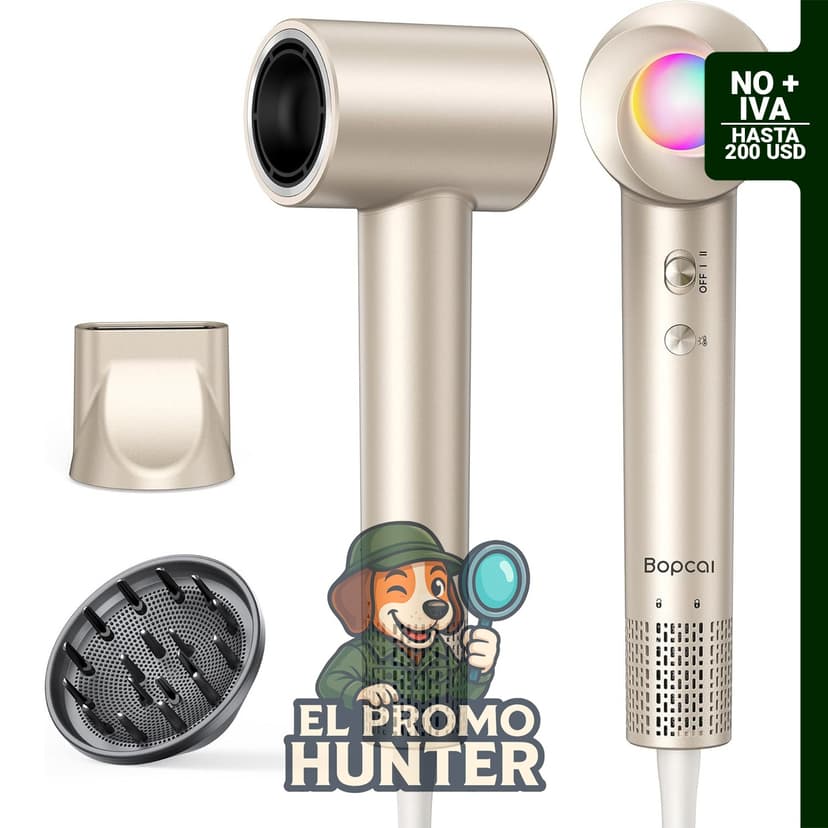 Secador de pelo iónico de alta velocidad, 160,000 rpm, con difusor para secado rápido.
