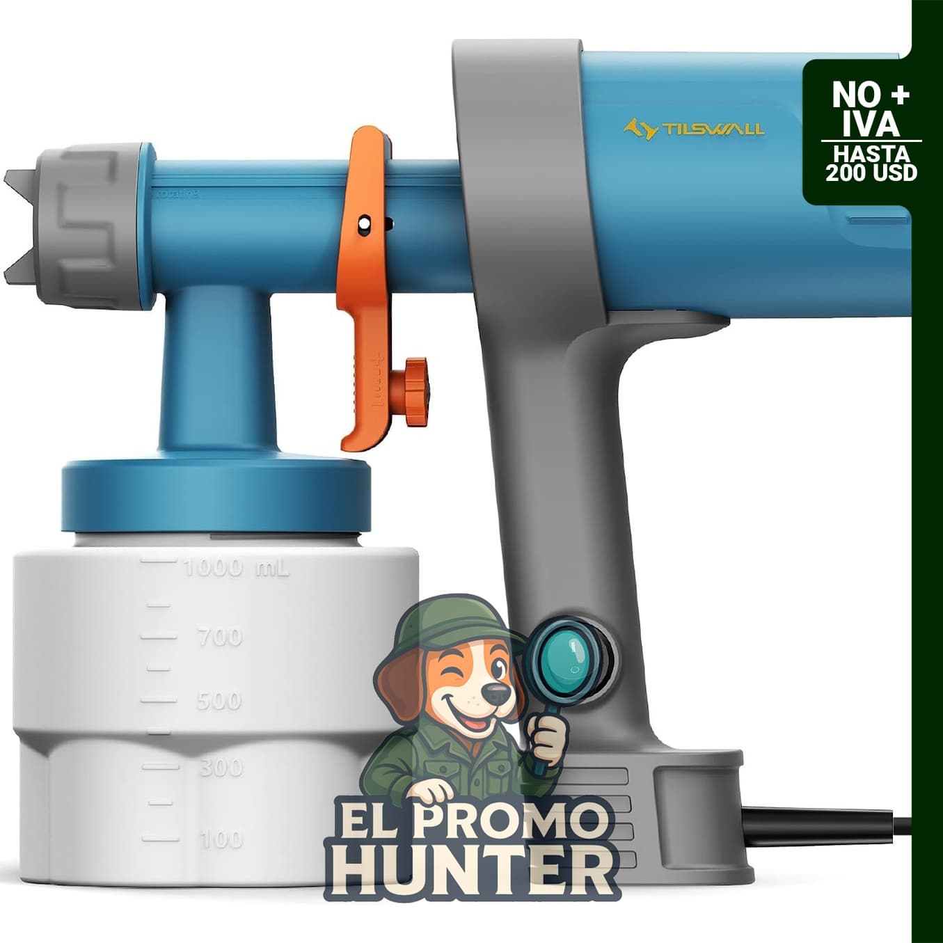 Tilswall Shark 600 Pulverizador de pintura eléctrica HVLP ultraligero