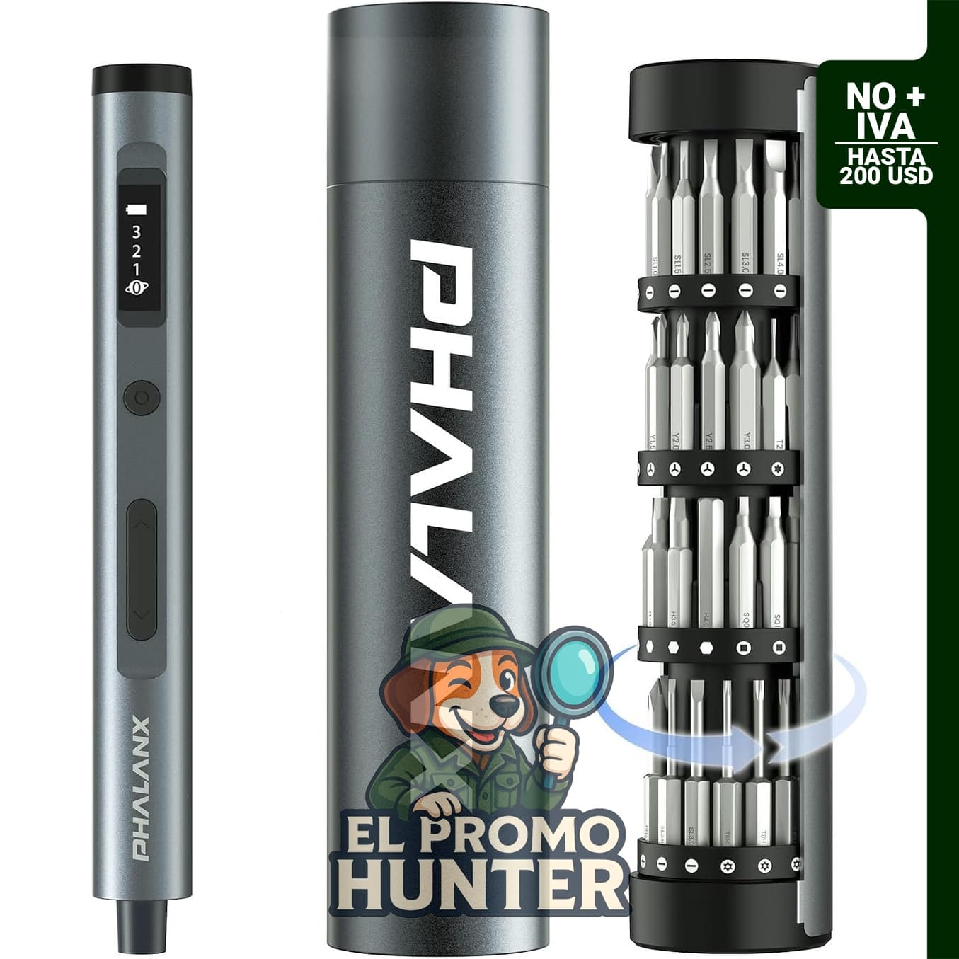 PHALANX Juego de herramientas de destornillador de precisión inalámbrico 60 en 1, magnético, color gris