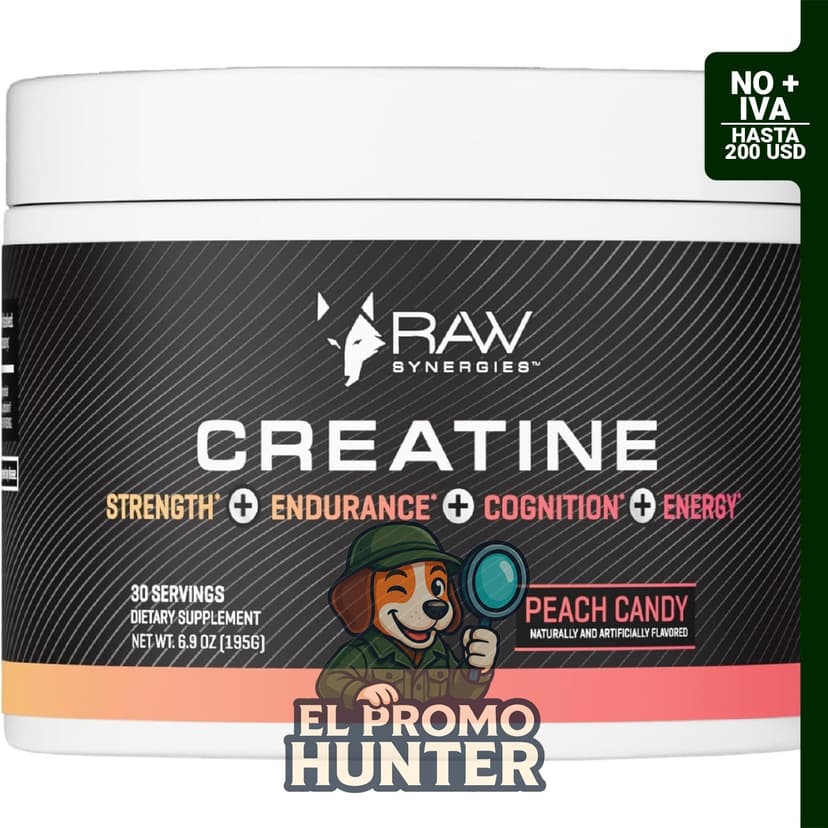 RAW Synergies Caramelo de Creatina Melocotón, 30 porciones.