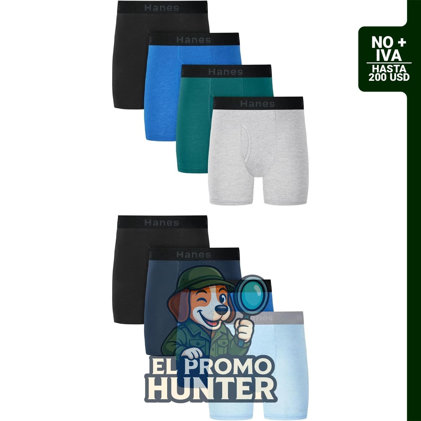 Hanes paquete de 8 o 12 calzoncillos tipo bóxer para niños, elásticos de algodón.