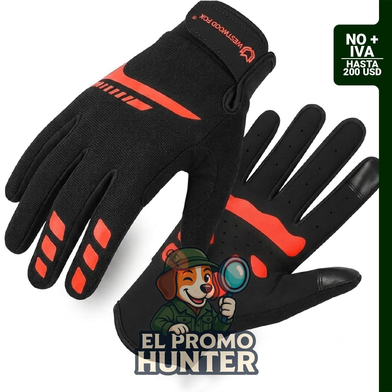 Guantes de ciclismo WESTWOOD FOX, dedo completo, antideslizantes y transpirables, compatibles con pantalla táctil.