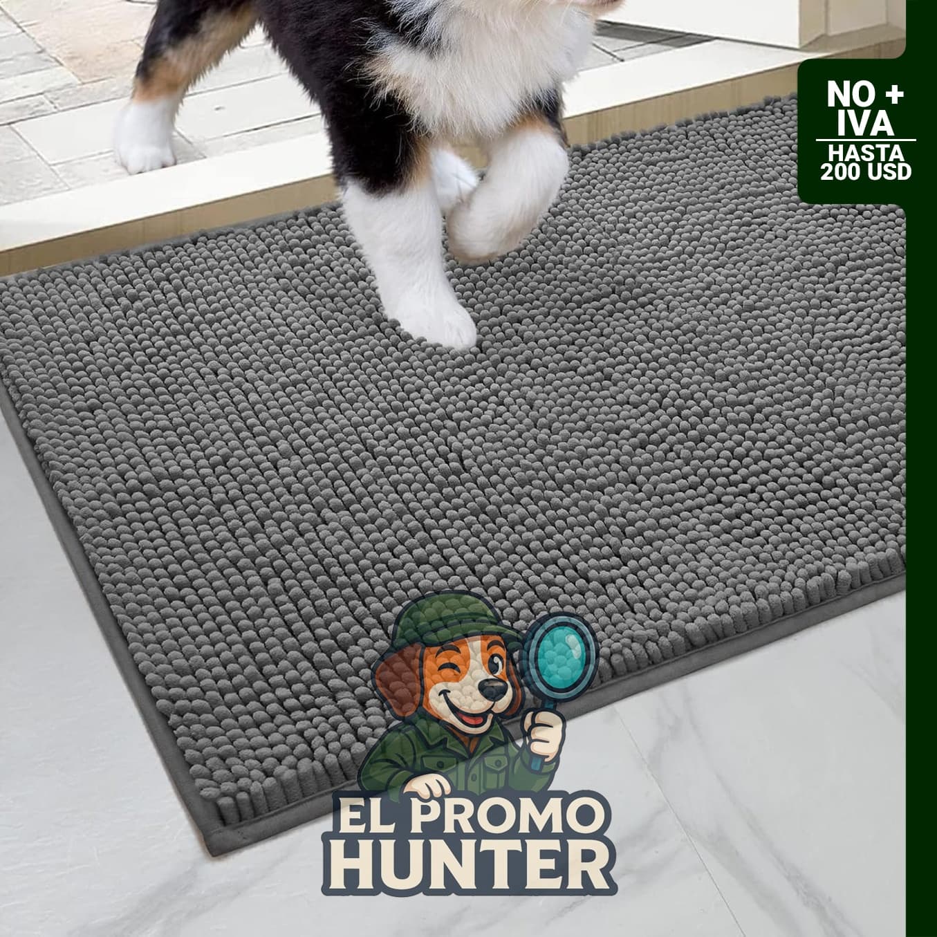 HOMEIDEAS Tapete para puerta de perro, 30 x 20 pulgadas, antideslizante y lavable.