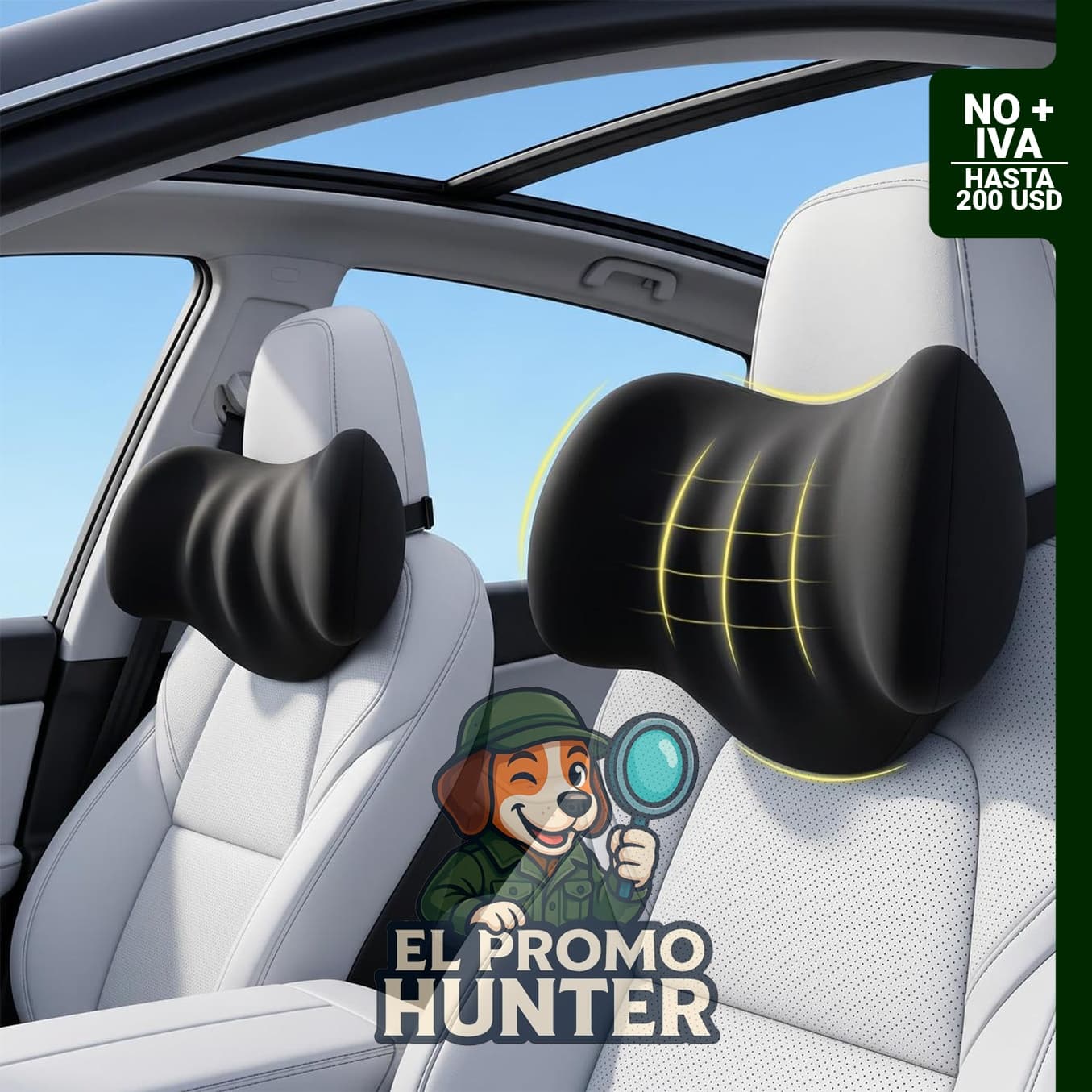 Almohadas de soporte para cuello en automóvil, 2 unidades, 100% espuma viscoelástica, ajuste universal para sedanes, SUVs y camiones.