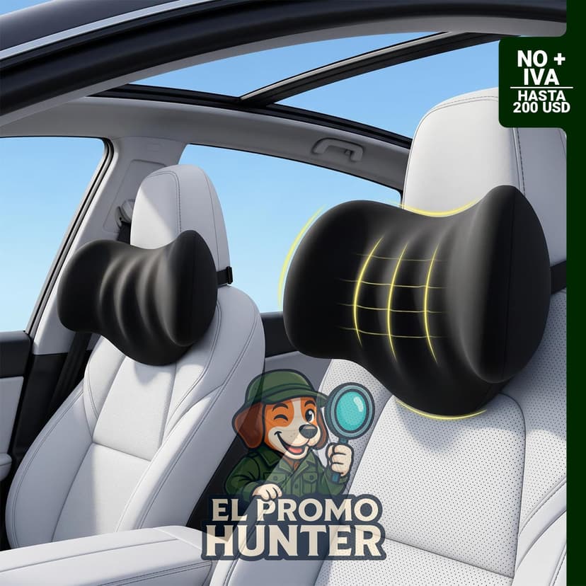 Almohadas de soporte para cuello en automóvil, 2 unidades, 100% espuma viscoelástica, ajuste universal para sedanes, SUVs y camiones.