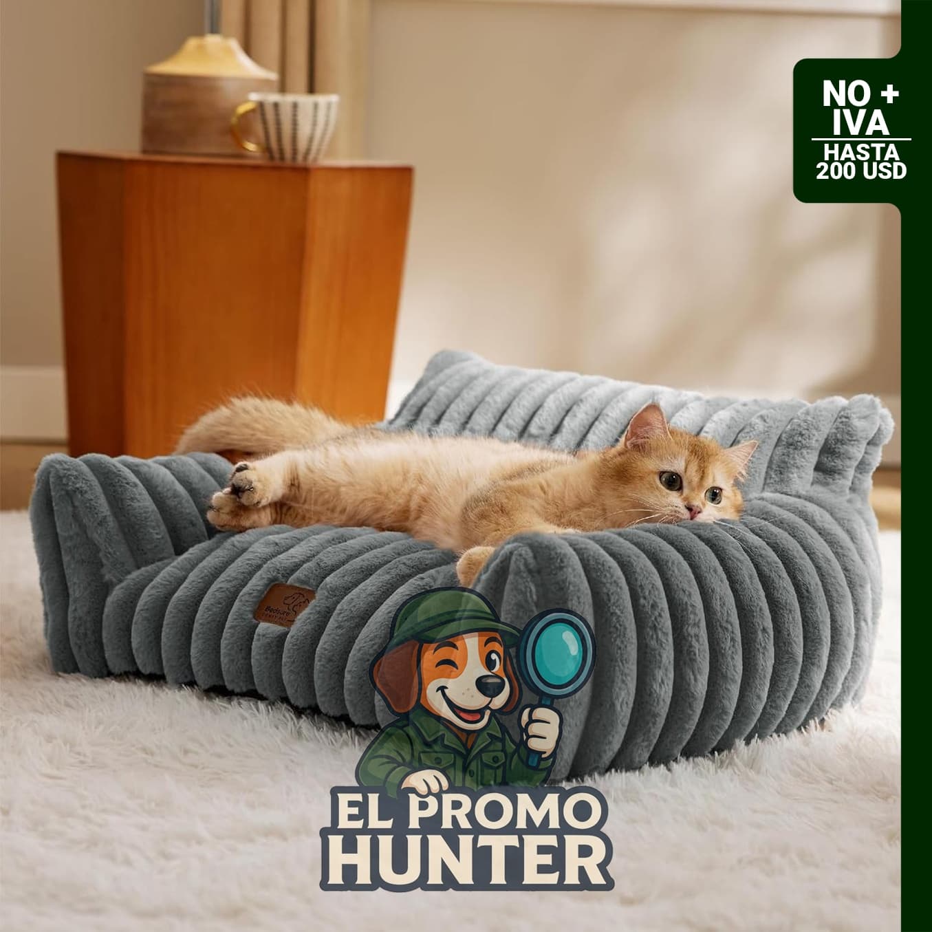 Bedsure Linda Cama de Gato, sofá esponjoso con felpa de corduroy, funda desmontable y lavable, para gatos de interior.