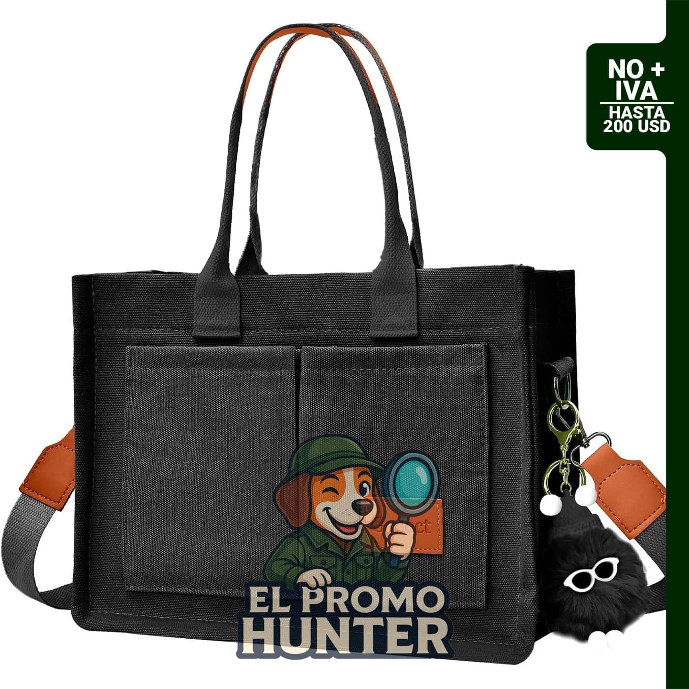Gosect Bolsa Tote de Lona para Mujer, con múltiples bolsillos, convertible en bandolera para trabajo y viajes.