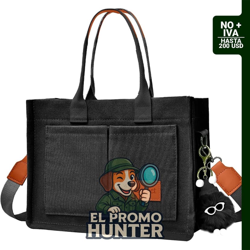 Gosect Bolsa Tote de Lona para Mujer, con múltiples bolsillos, convertible en bandolera para trabajo y viajes.