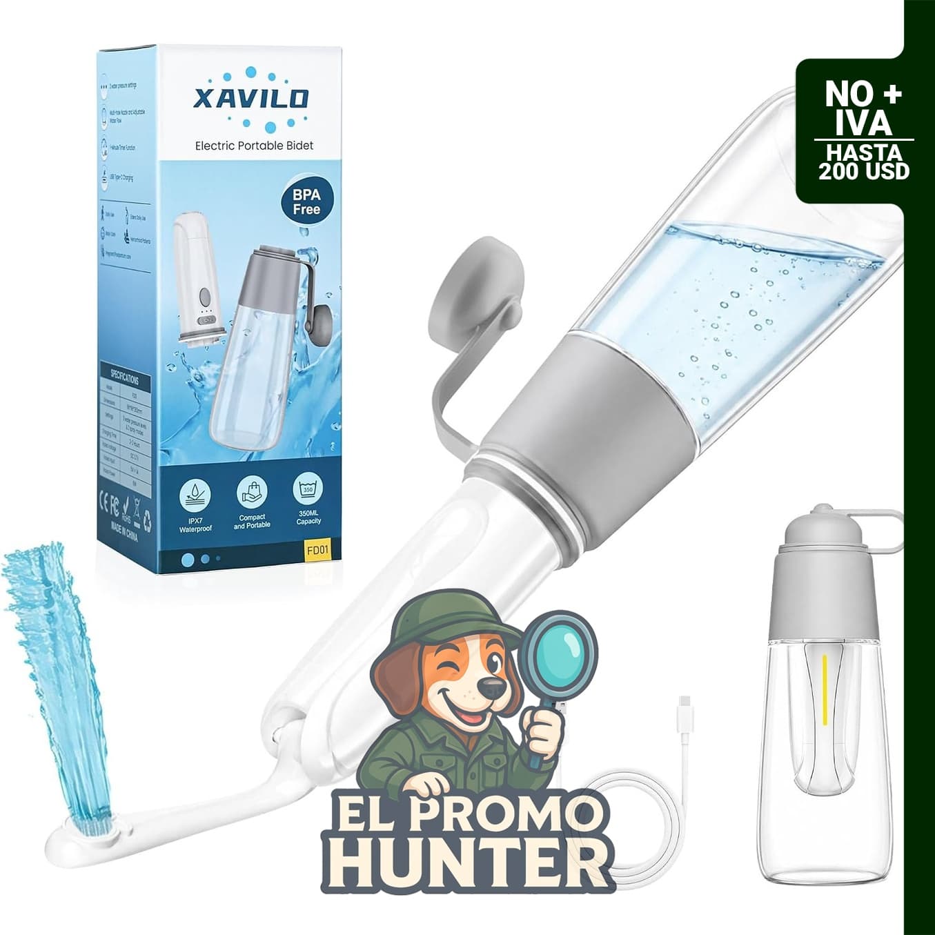 Xavilo Bidet Eléctrico Portátil para Viajes, Pulverizador Recargable