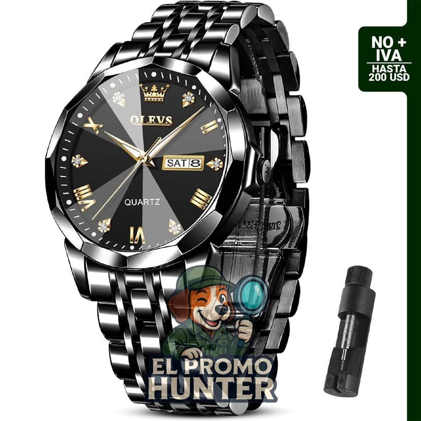 Reloj OLEVS para hombres, resistente al agua, disponible en colores plata, oro, azul y negro.