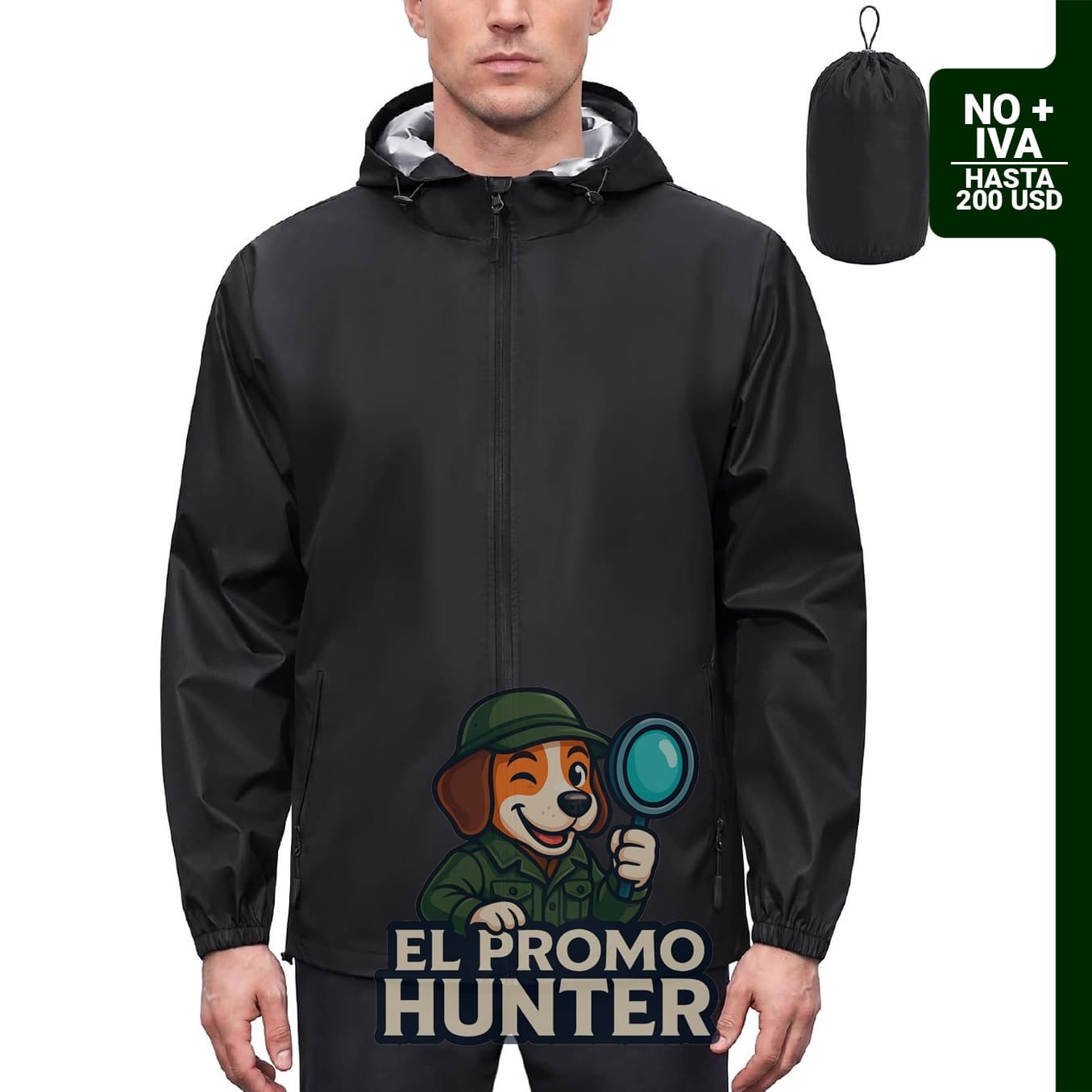 COOFANDY Chaqueta impermeable para hombre con capucha, rompevientos.