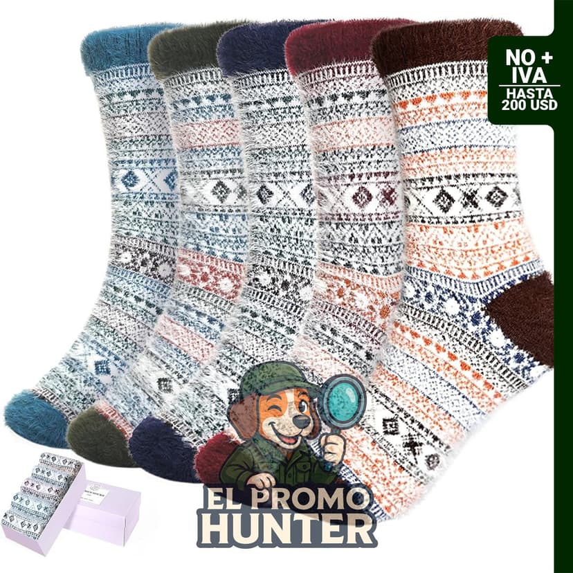5 pares de calcetines suaves y cálidos para mujer, ideales para invierno.