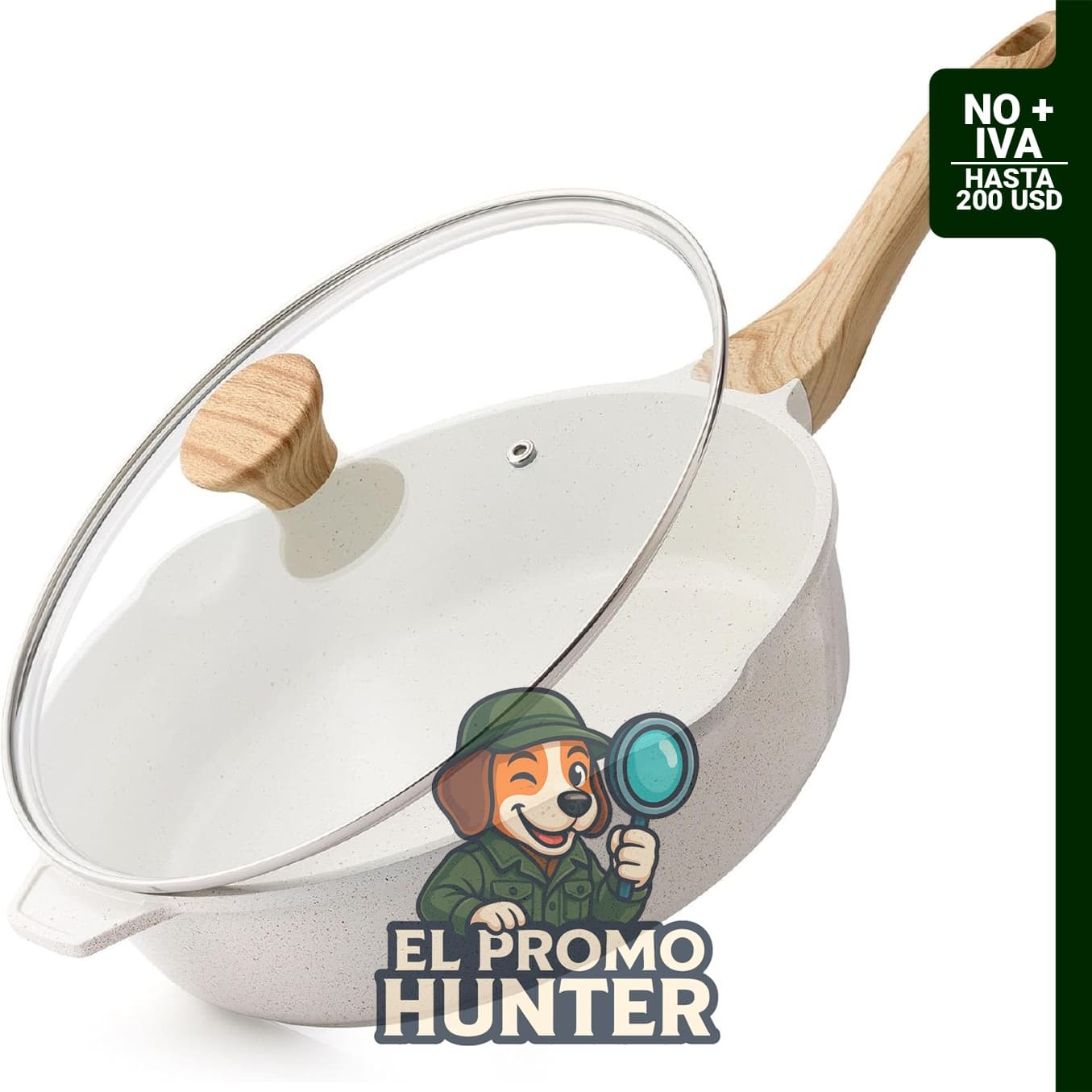 Sartén antiadherente SENSARTE con tapa, cerámica, capacidad de 3.5/4.5/5QT, mango de enfriamiento.