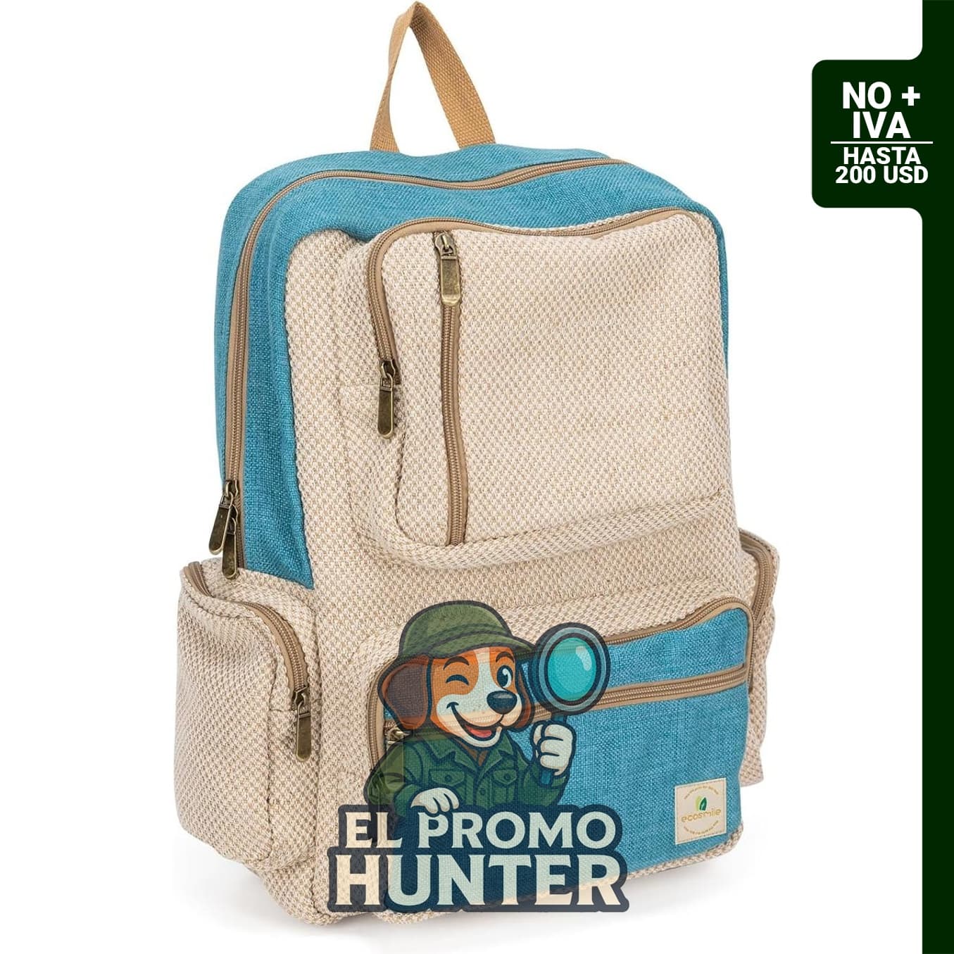 Mochila de lona estilo vintage para uso casual, adecuada para viajes. Color azul-D.