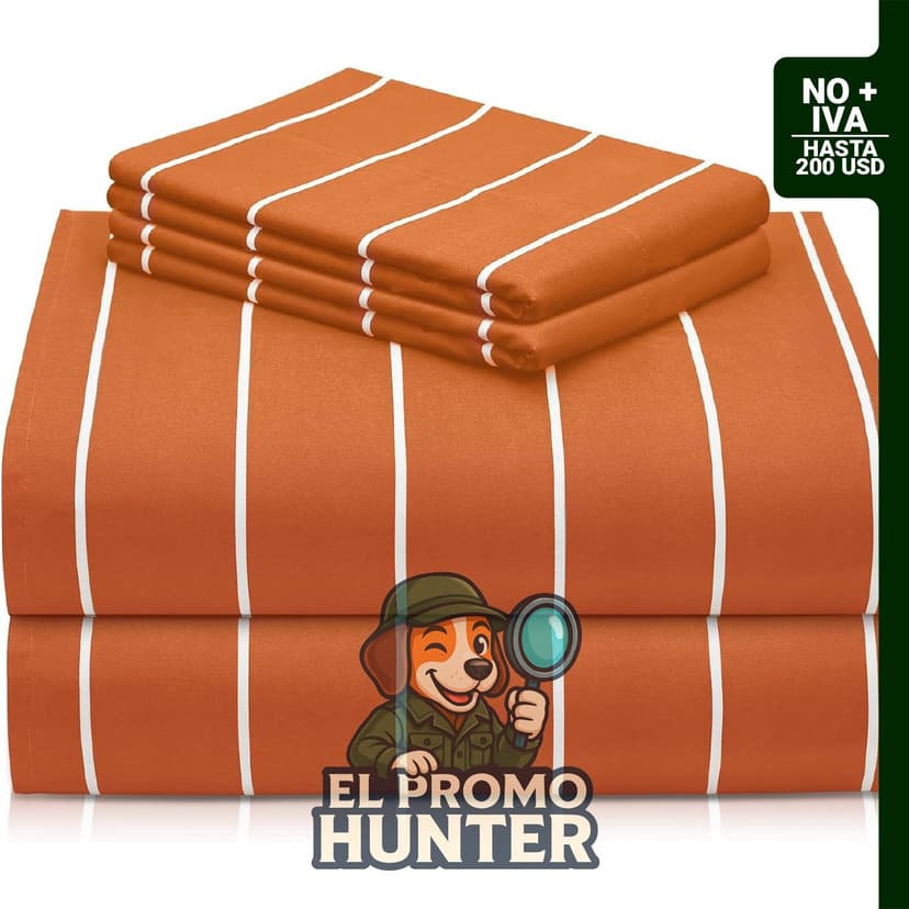 LuxClub Juego de sábanas de 4 piezas con bolsillos profundos de 40.64 cm, lavable a máquina, color naranja otoñal.