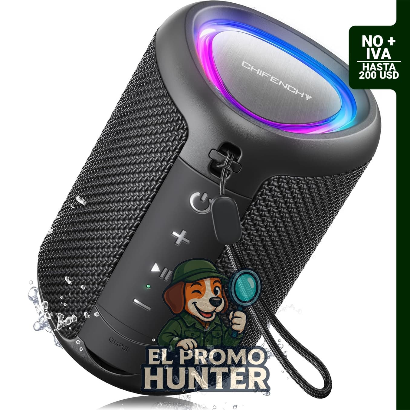 Altavoz Bluetooth portátil Esenciales de playa, IPX5 impermeable para uso exterior.