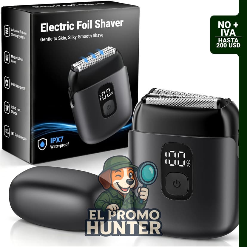 Afeitadora eléctrica de aluminio para hombres, mini maquinilla con 3 cuchillas flotantes, inalámbrica IPX7.