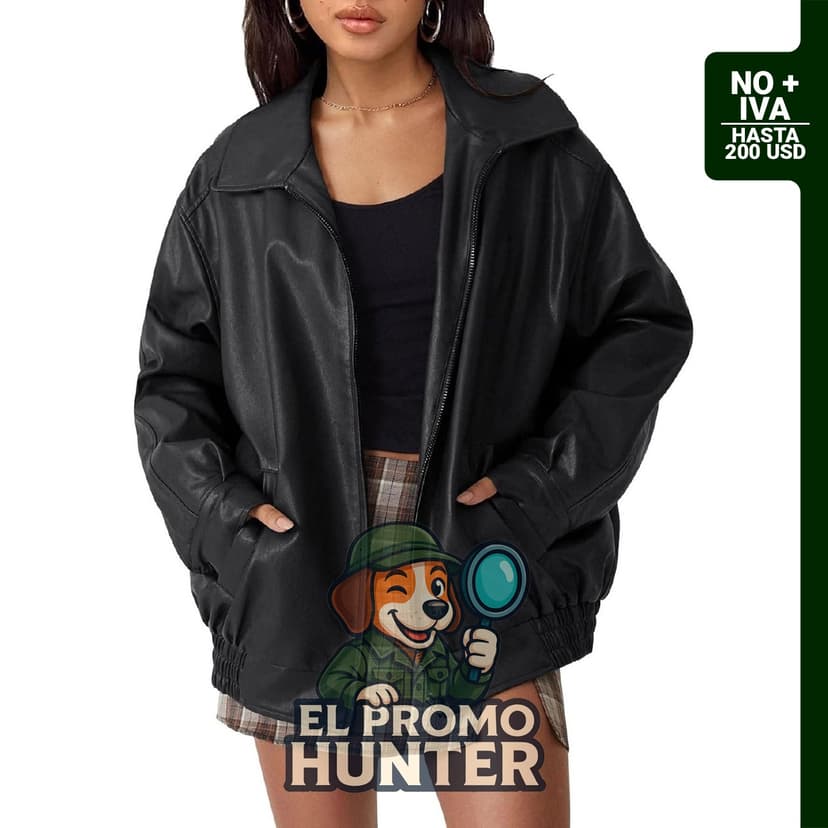 Chaqueta de piel sintética de gran tamaño para mujer, adecuada para otoño.