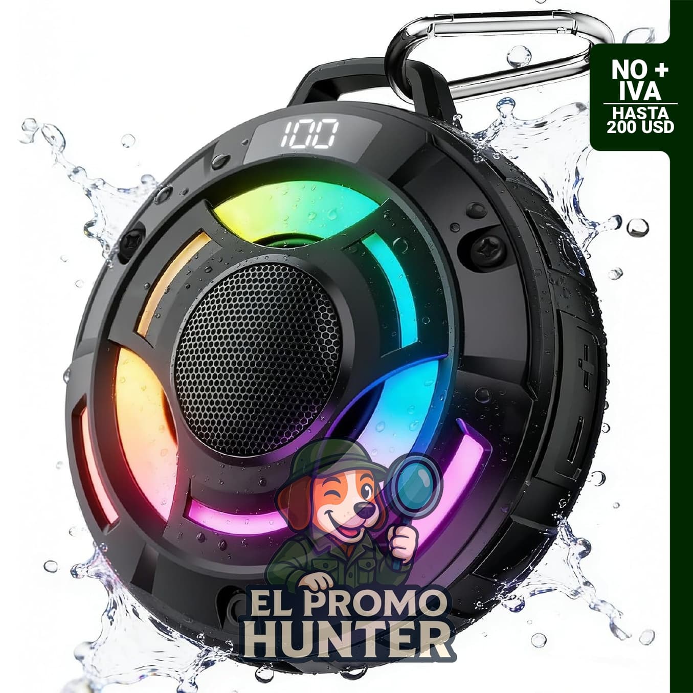 BassBloom Altavoz Bluetooth Room 1, IPX7 impermeable para ducha.