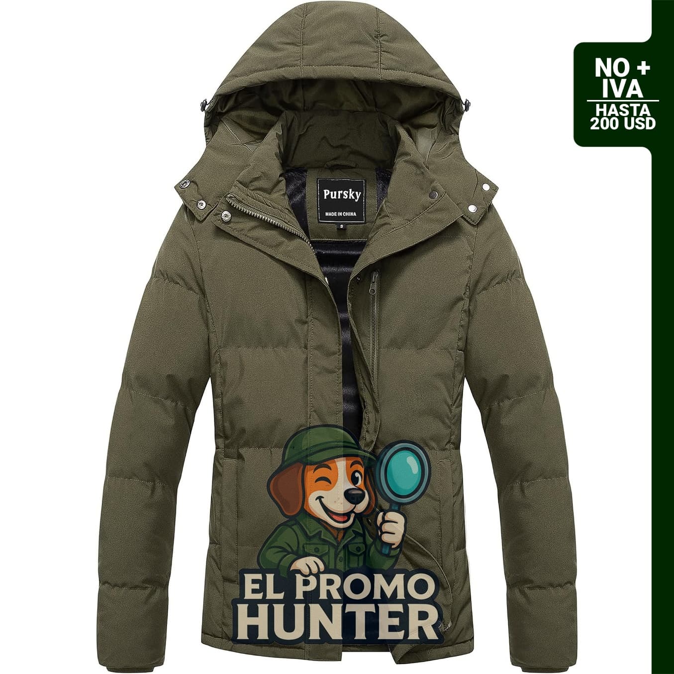 Abrigo grueso de invierno Pursky para mujer, parka impermeable recortada con capucha extraíble.