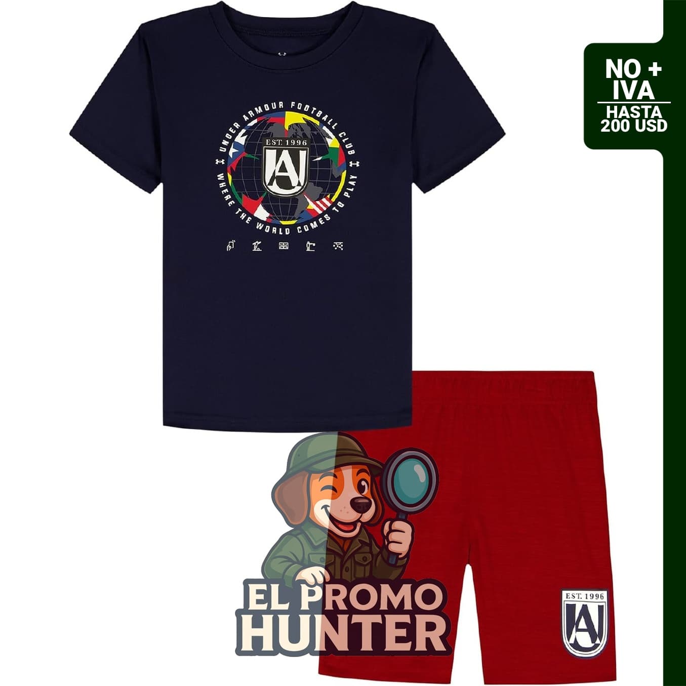 Conjunto de camiseta gráfica de manga corta y pantalones cortos para niños Under Armour.
