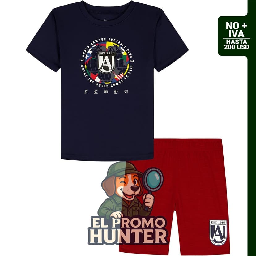 Conjunto de camiseta gráfica de manga corta y pantalones cortos para niños Under Armour.