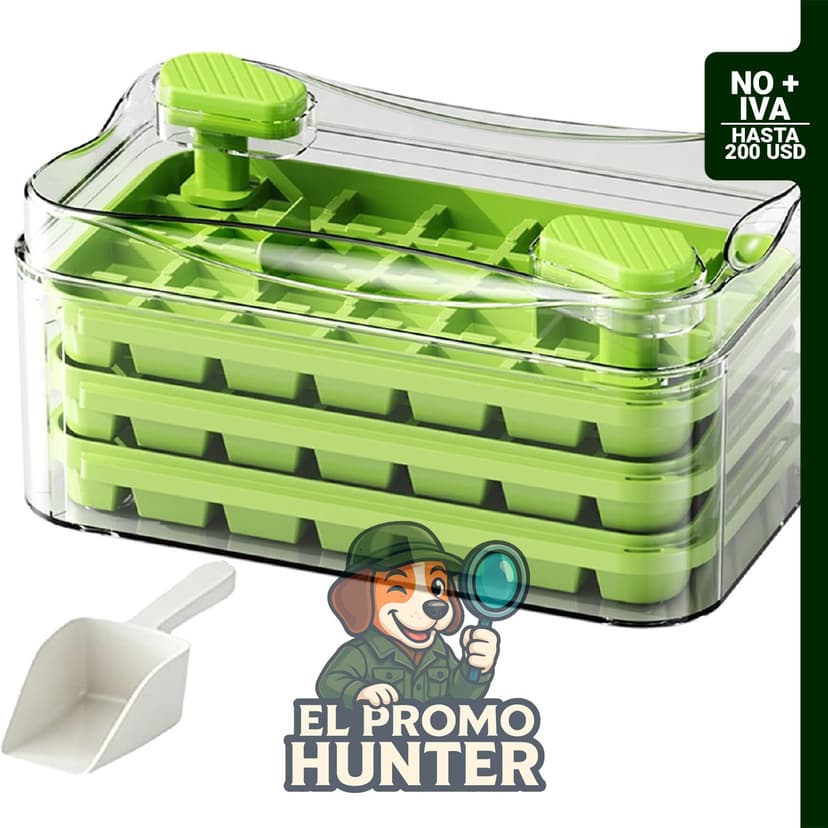 Bandeja de cubitos de hielo Alegend de doble presión, 84 piezas, con contenedor y cuchara de hielo.