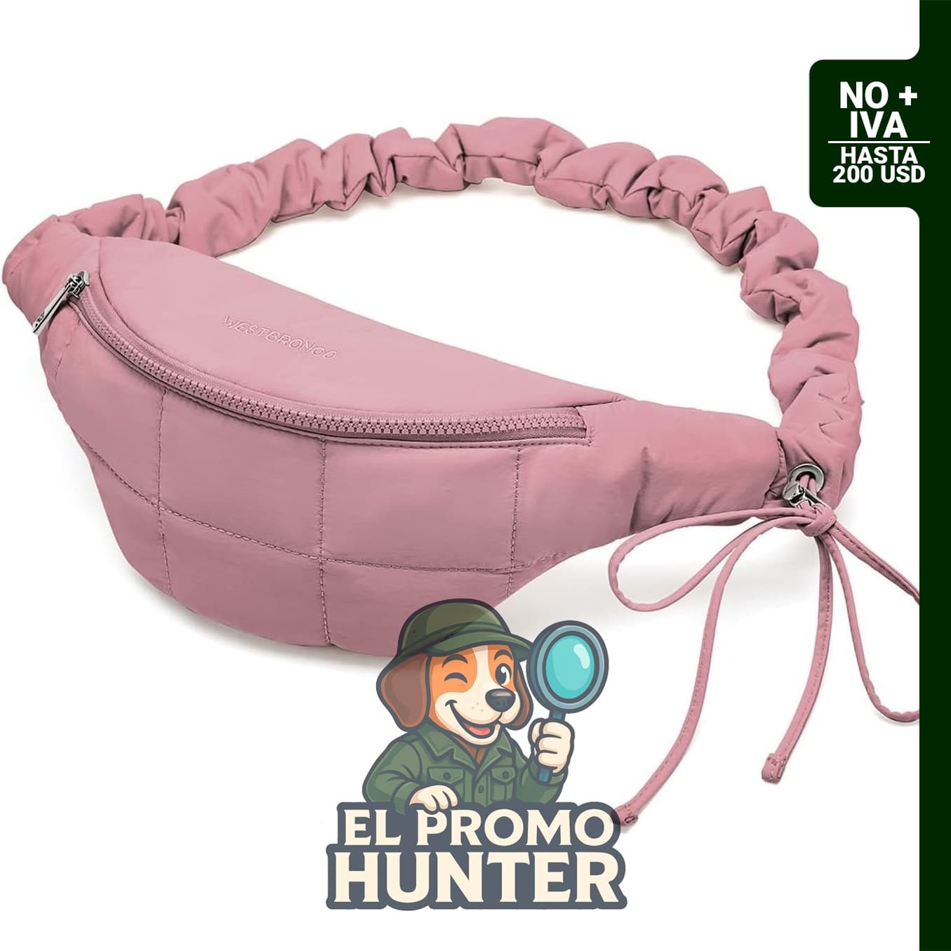 WESTBRONCO riñonera unisex de 1L con bolsillos con cremallera y correa ajustable.