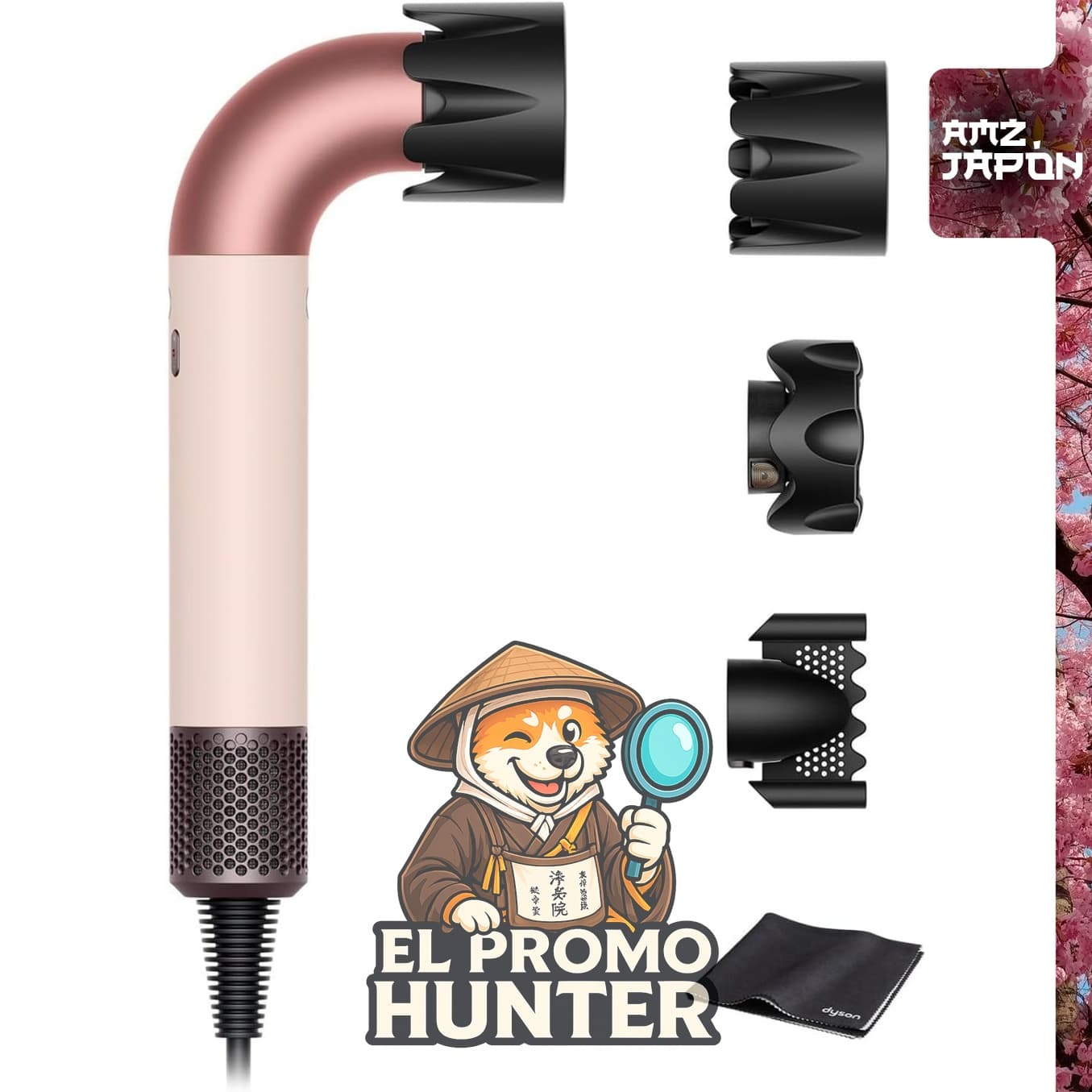 Secador de cabello Dyson Supersonic r™ HD17 VLP AM, color rosa cerámico, con alta potencia de flujo de aire.