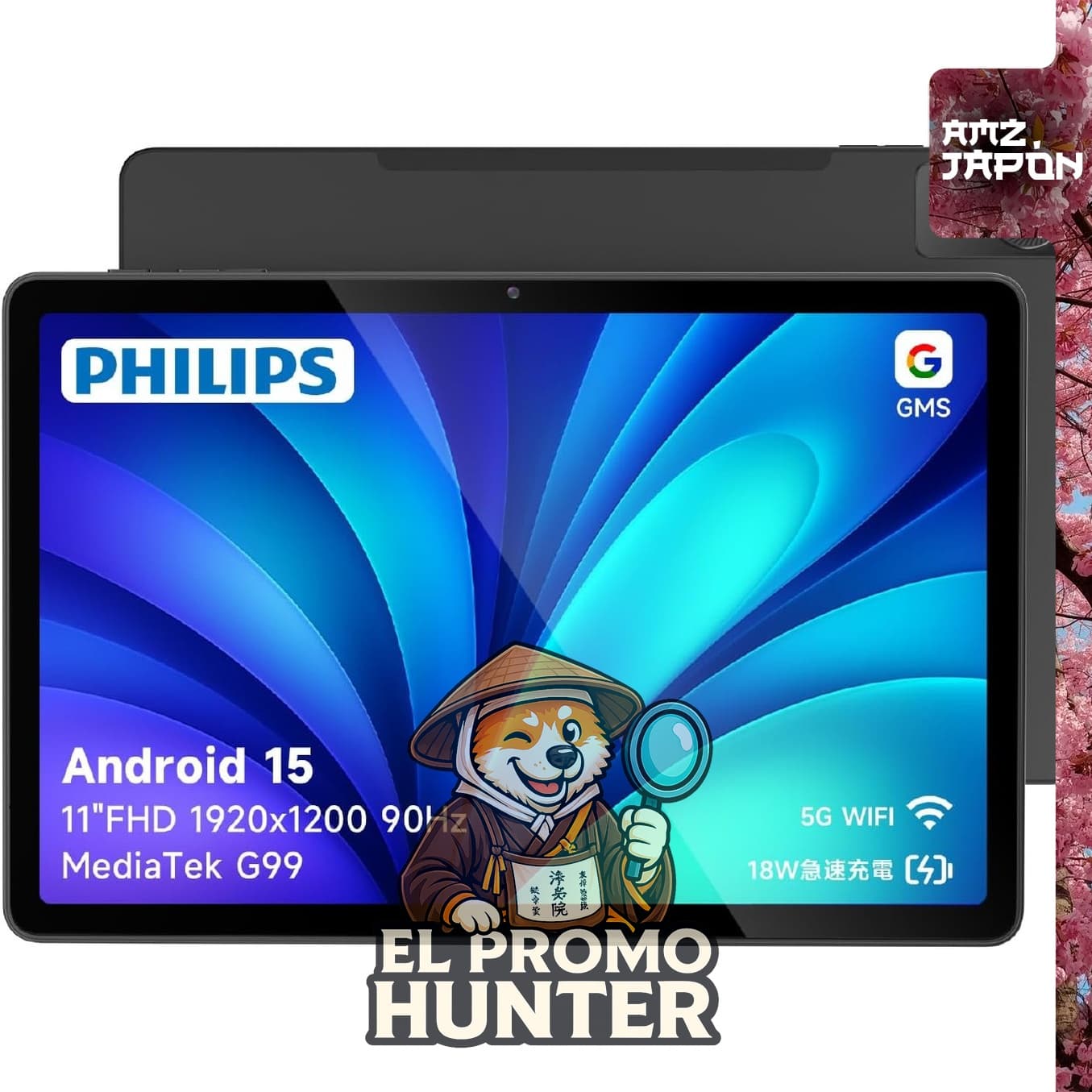 Tablet PHILIPS T8015 de 11 pulgadas FHD, Android 15, MediaTek G99, 6GB RAM, 128GB almacenamiento, expansión hasta 1TB.