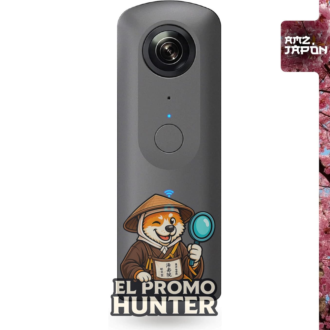Cámara Ricoh Theta V 360° con capacidad para capturar imágenes y videos en 360 grados.
