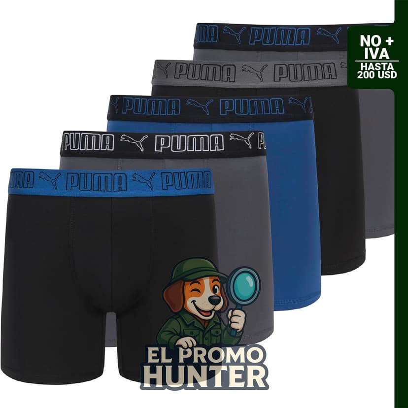 Paquete de 5 calzoncillos tipo bóxer PUMA para hombre.