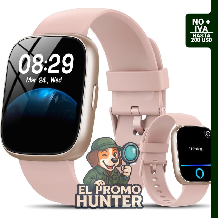Reloj inteligente con Alexa, pantalla táctil HD de 1.83", rastreador de actividad física, monitor de frecuencia cardíaca y sueño.