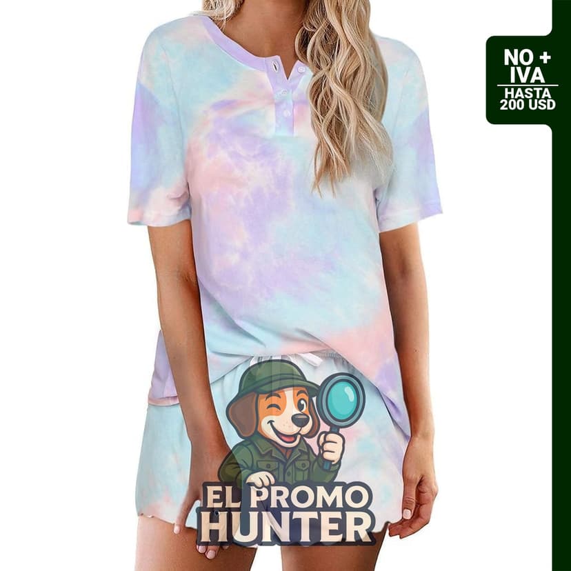 Ekouaer conjunto de pijamas de 2 piezas con diseño tie dye para mujer.