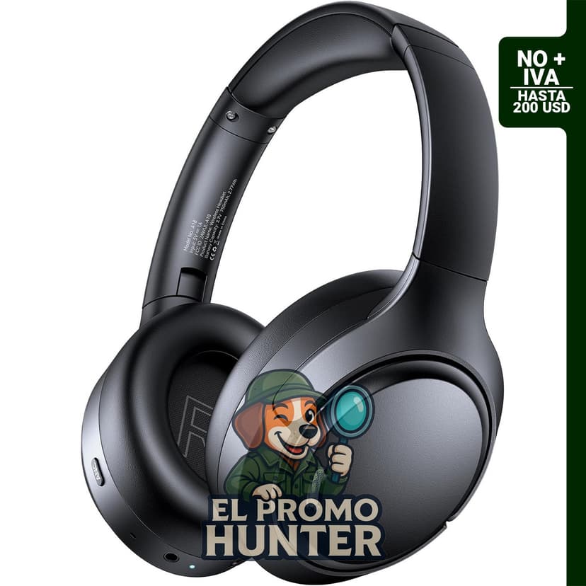 Auriculares híbridos con cancelación activa de ruido Bluetooth 6.0, 120 horas de reproducción, 6 micrófonos ENC.