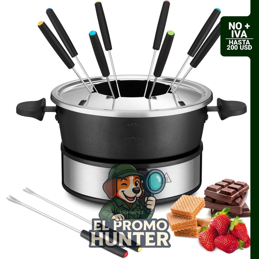Olla eléctrica para fondue de acero inoxidable de 2 cuartos (1.89 L) para chocolate y queso.