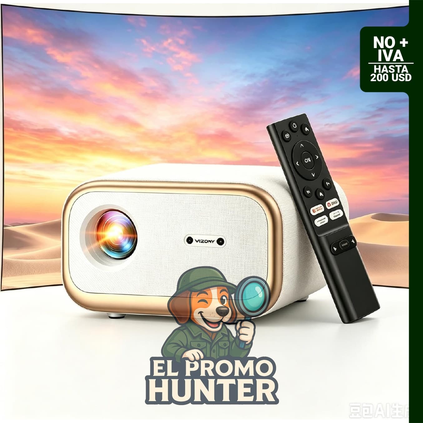 VIZONY Proyector FHD 1080P, 800 ANSI, compatible con 4K, WiFi 5G y Bluetooth, con enfoque eléctrico y zoom.