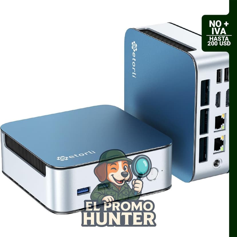 Getorli Mini PC Ryzen 5 6600H, 16GB LPDDR5, 512GB NVMe SSD, soporte de triple pantalla, WiFi 6, BT 5.3, Dual LAN
