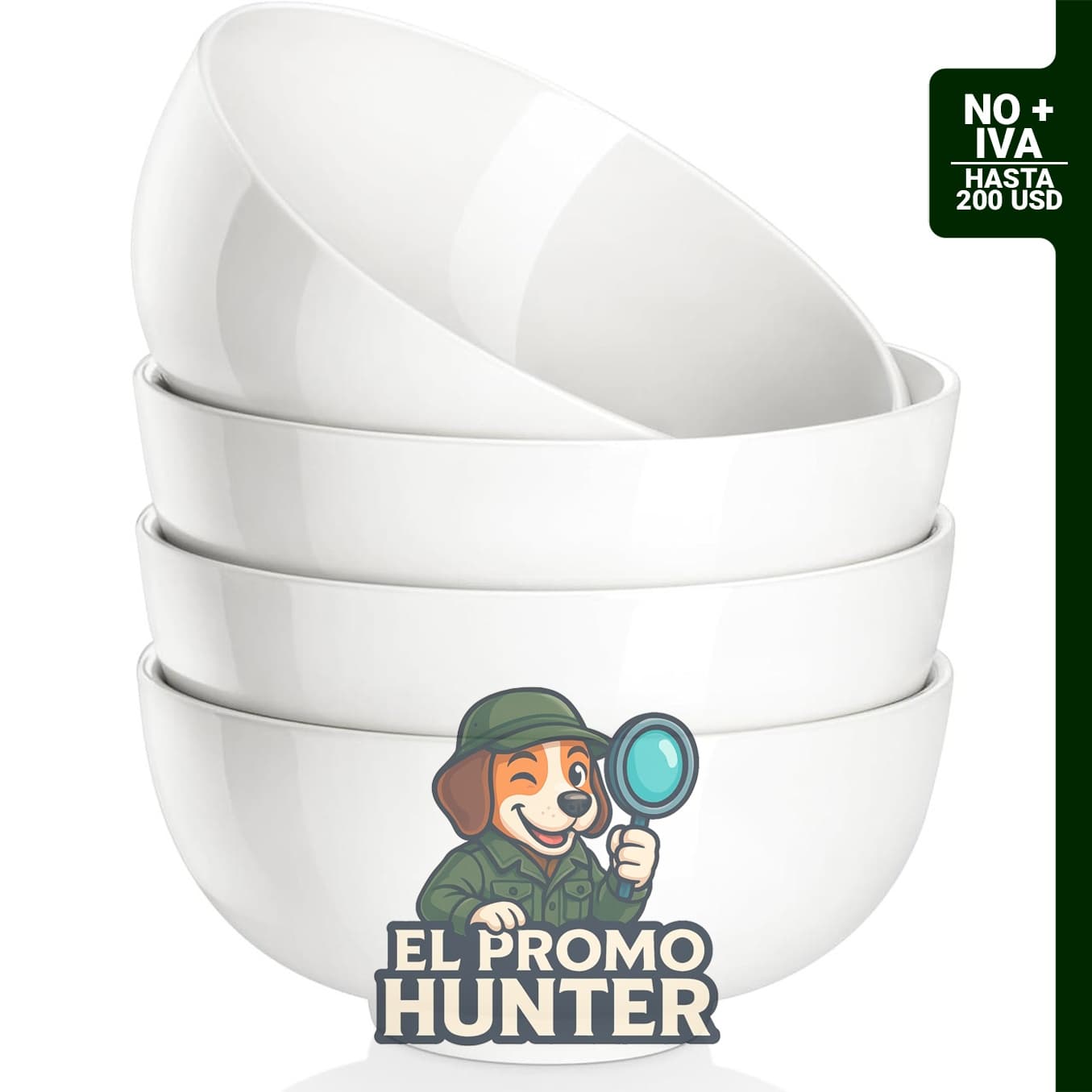 Juego de 4 cuencos de sopa de porcelana de 26 oz, aptos para lavavajillas y microondas.