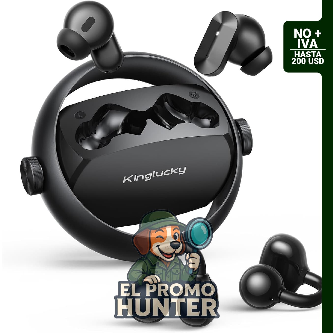Kinglucky Auriculares inalámbricos 2 en 1, Bluetooth 5.4 con micrófono y cancelación de ruido.